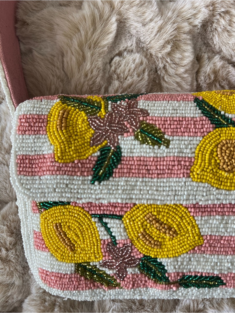 NWT America & Beyond Lemon Beaded Shoulder Bag in Pink, Yellow & White - Picture 2 of 14